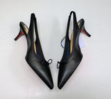 Christian Louboutin Hall Sling 55 Black Perforated Leather Bow Heels