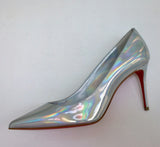 Christian Louboutin Kate 85 Patent Psychic Bianco Silver Iridescent Heels