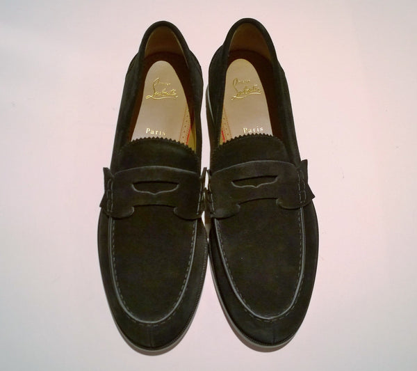 Christian Louboutin No Penny Black Suede Loafers Flats NIB Shoes
