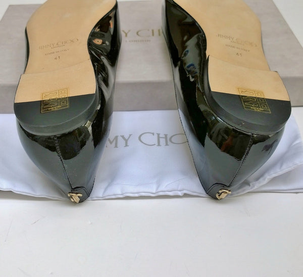 Jimmy Choo Love Black Patent Pointy Flats Shoes