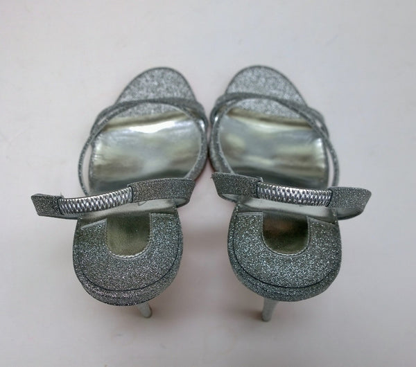 Christian Louboutin Emilie 100 Silver Glitter Sandals Slingback Heels