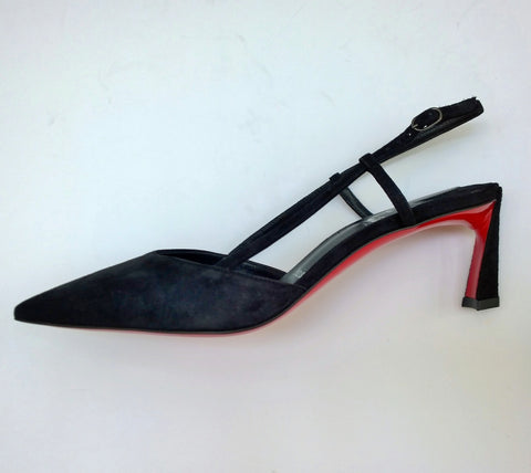 Christian Louboutin Condoroline 55 Black Suede Slingback Heels New in Box