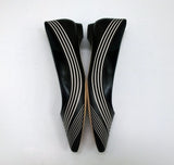 Manolo Blahnik Waldayaflat in Black Nappa Leather with White Gradation Stripes Shoes Flats