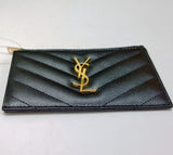 Saint Laurent Monogram YSL Card Wallet Black Case Zip Fragment