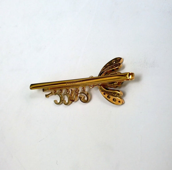 Gucci Bee Enamel and Rhinestone Logo Hair Clip Pin Accessories