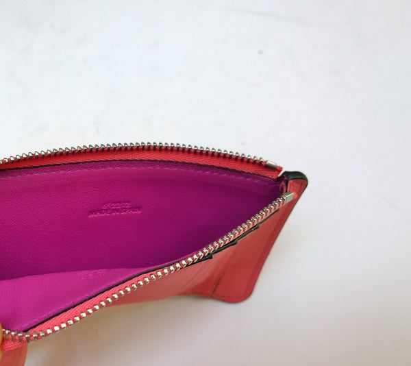 Loewe Paula's Ibiza Card Case Zipper Wallet Pink Leather with Rhinestones