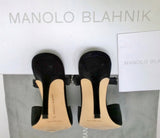 Manolo Blahnik Lurum 90 Black Velvet Rhinestone Mules Heels