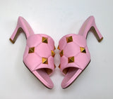 Valentino Garavani Roman Stud Mule 65 Rosa Pink Leather Sandals Heels