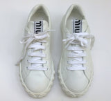 Miu Miu Winter Low Top White Leather Sneakers Logo