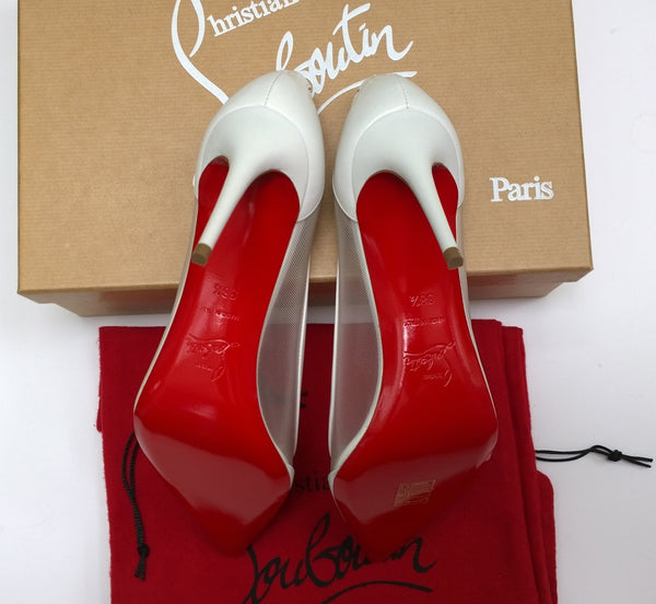 Christian Louboutin Galativi 85 White Leather and Mesh Heels Bridal Wedding Shoes