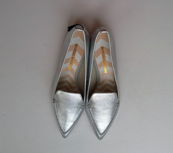 Nicholas Kirkwood Beya Silver Loafers sale flats shoes