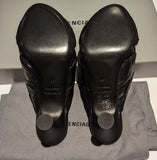 Balenciaga Drapy Black Leather Mules Knotted Sandals Heels