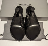 Balenciaga Drapy Black Leather Mules Knotted Sandals Heels