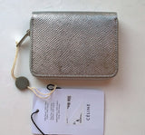 Celine Compact Wallet in Laminated Silver Leather Purse