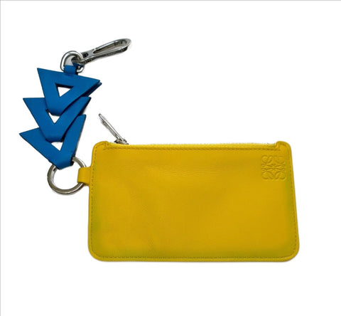 Loewe Yellow Amarillo Leather Card Case with Blue Triangles