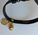 Givenchy Black Leather Cat Collar Gold Charm