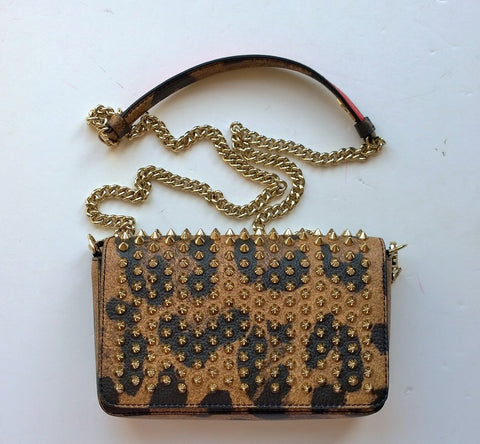 Christian Louboutin Zoompouch Leopard Studs Chain Bag Zoomi