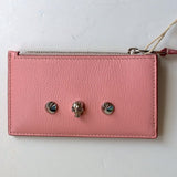 Alexander McQueen Skull Card Case Zipper Purse Pink Sale Wallet