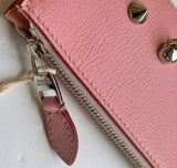 Alexander McQueen Skull Card Case Zipper Purse Pink Sale Wallet