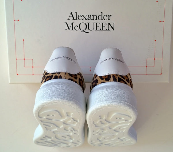 Alexander McQueen Oversized Sneakers in Leopard Suede White Platform Trainers NIB