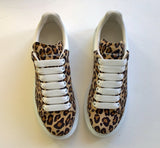 Alexander McQueen Oversized Sneakers in Leopard Suede White Platform Trainers NIB