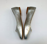 Chloé Marcie Shoes in Silver Leather Flats with Gold Detail