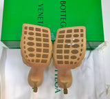 Bottega Veneta Padded Quilted Slides Beige Leather Sandals