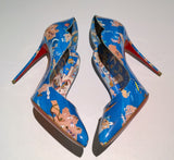 Christian Louboutin Hot Chick 100 Patent Blue Odissey Print Heels