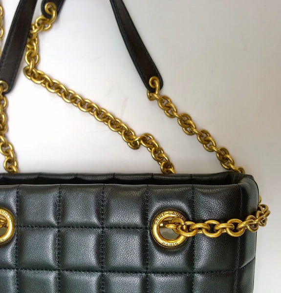 Saint Laurent Square Quilted Small Tote with Gold Tone Chain Bag New with Box