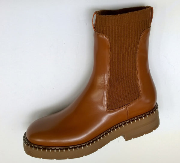 Chloé Noua Caramel Leather Ankle Boots