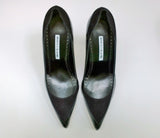 Manolo Blahnik Rasida 105 Black Patent and Suede Heels