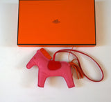 Hermès Rodeo MM Medium Horse Bag Charm Pink and Red