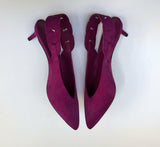 Hermes Gabriela 40 Purple Suede Slingback Heels New In Box