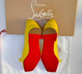 Christian Louboutin Mamaflirt 30 Ballerina Block Heel Pumps in Yellow Leather