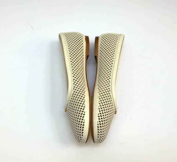 Chloé Marcie Cream Eggshell Perforated Leather Flats