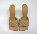 Bottega Veneta Padded Quilted Slides Beige Leather Sandals