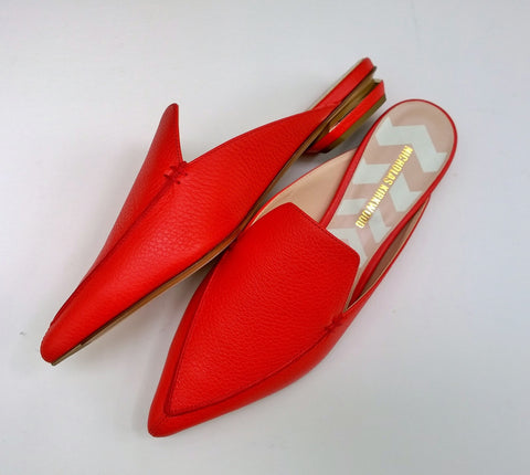 Nicholas Kirkwood Beya Slides in Poppy Red Leather Flats Slippers