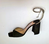 Jimmy Choo Saeda 85 Black Suede Sandals with Rhinestones Ankle Strap New Heels