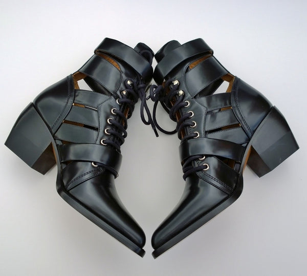 Chloé Rylee Black Leather Buckle Ankle Boots