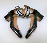 Valentino Garavani Tango Black Patent Ankle Strap Block Heels