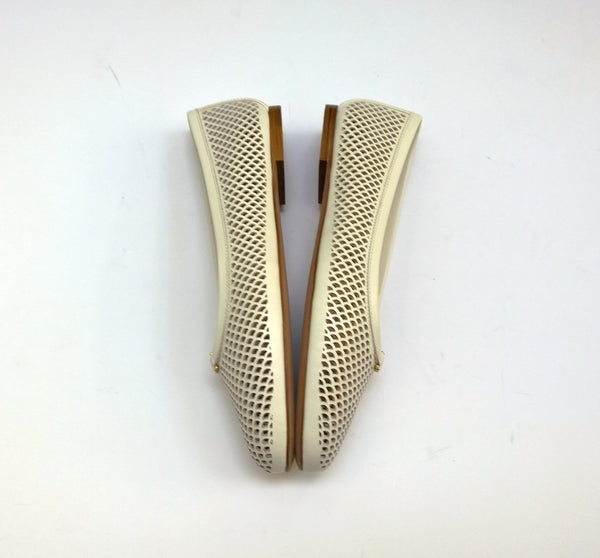 Chloé Marcie Cream Eggshell Perforated Leather Flats