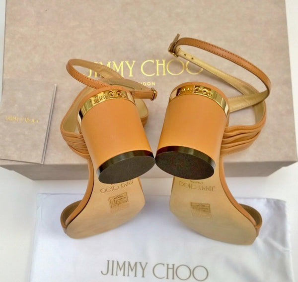 Jimmy Choo Jago 60 Ankle Strap Sandals in Caramel Brown Zsa