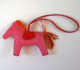 Hermès Rodeo MM Medium Horse Bag Charm Pink and Red