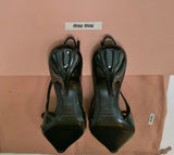 Miu Miu Decollete Black Patent Slingback Bow Heels