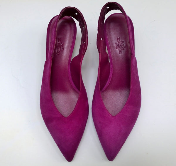 Hermes Gabriela 40 Purple Suede Slingback Heels New In Box