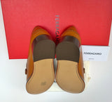 Ferragamo Gancini Cuoio Loafers in Brown Leather with Gold Tone Hardware Flats Maryan C Width