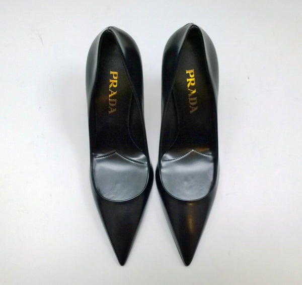 Prada Black Leather Pointy Heels New in Box