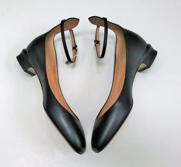 Valentino Garavani Tango Black Leather Ankle Strap Flats