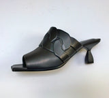 Hermes Hanna 55 Black Leather Slides Sandals New in Box