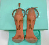 Aquazzura Maxi Tequila 75 Warm Nude Leather Rhinestone Sandals Pink Heels